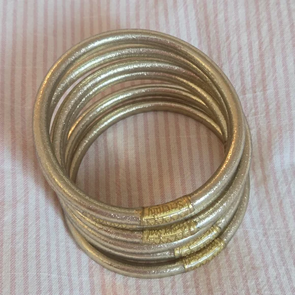 BUDHAGIRL Etoile All Weather Bangles® (Set of 6) - Serenity Prayer Sz Medium - Picture 5 of 5